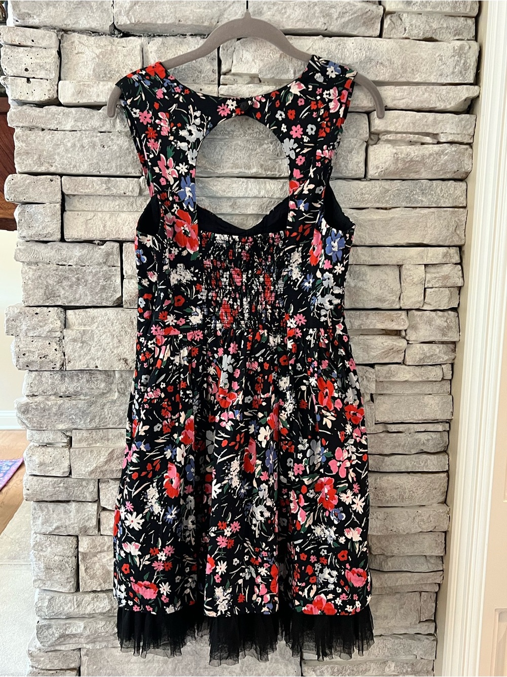 Free People Floral Fit-and-Flare Dress with Keyhole Back & Tulle Bottom Size 10 - Picture 4 of 9